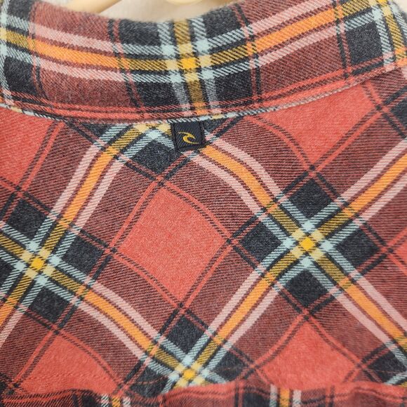 Rip Curl Mens Long Sleeve Plaid Print Single Pocket Cotton Button Down Large - Picture 6 of 7